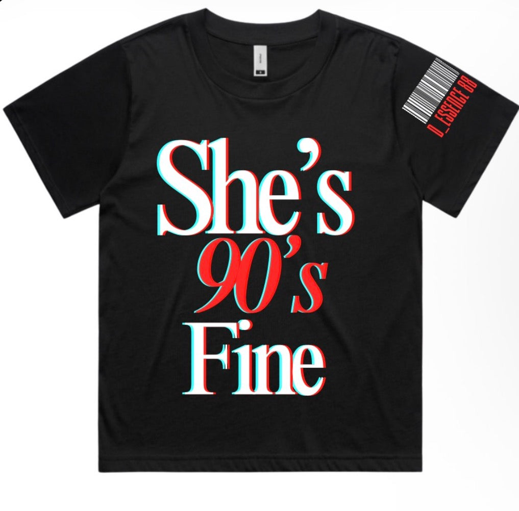 SHE'S 90's FINE  Crop TEE